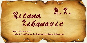 Milana Kekanović vizit kartica